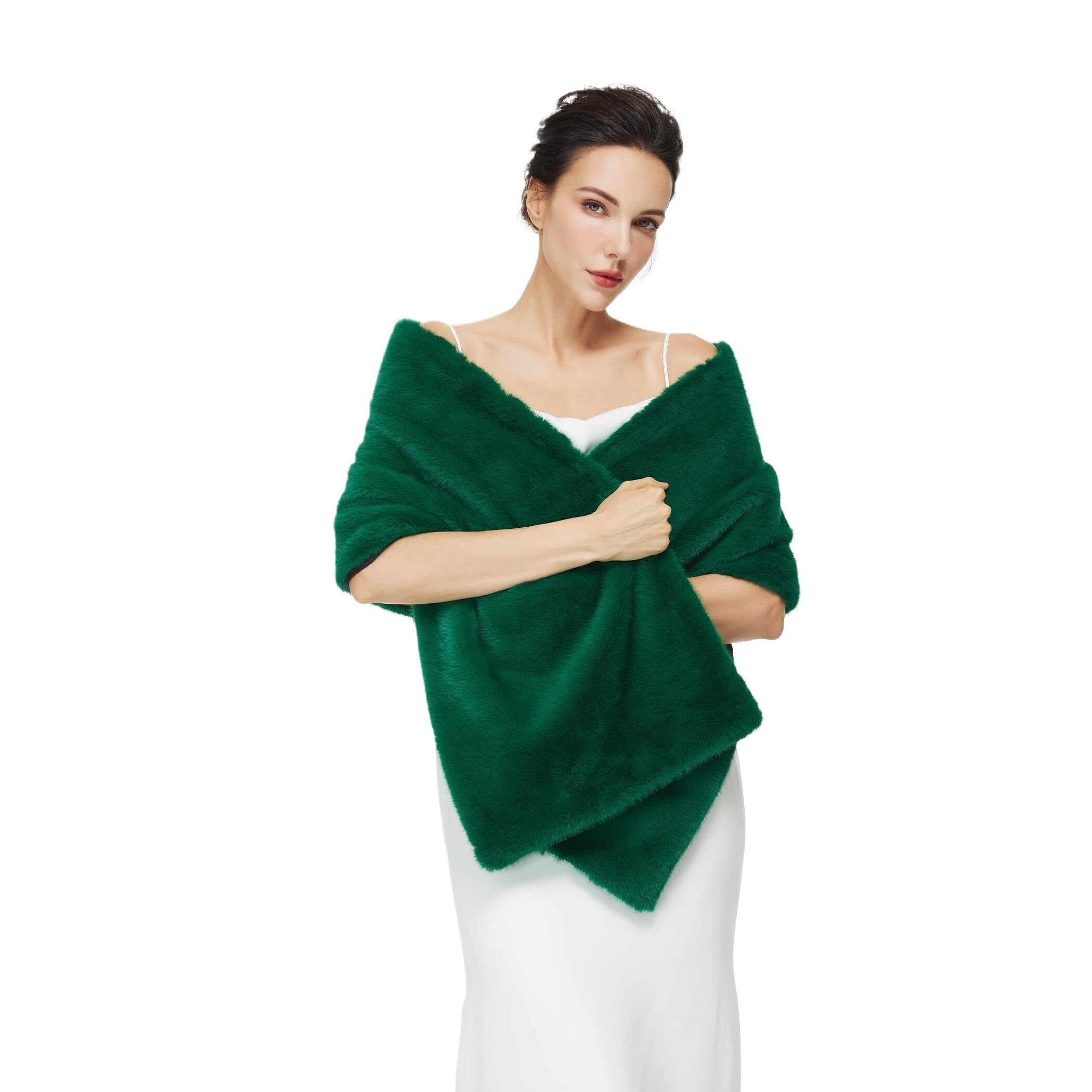 7422 Women Faux Fur Shawl Wrap For Evening Dresses Bridal Stoles Scarf